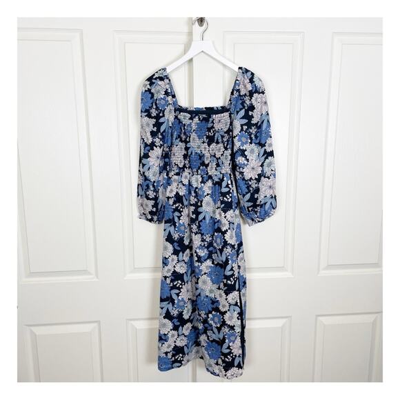 J. Crew Daydream Floral Smocked Midi Dress 100% Linen NWT - Picture 2 of 10